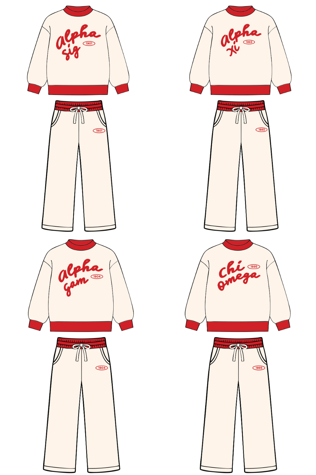 Pre-Order: Classic Cream & Red Mock Neck Set— Limited Release