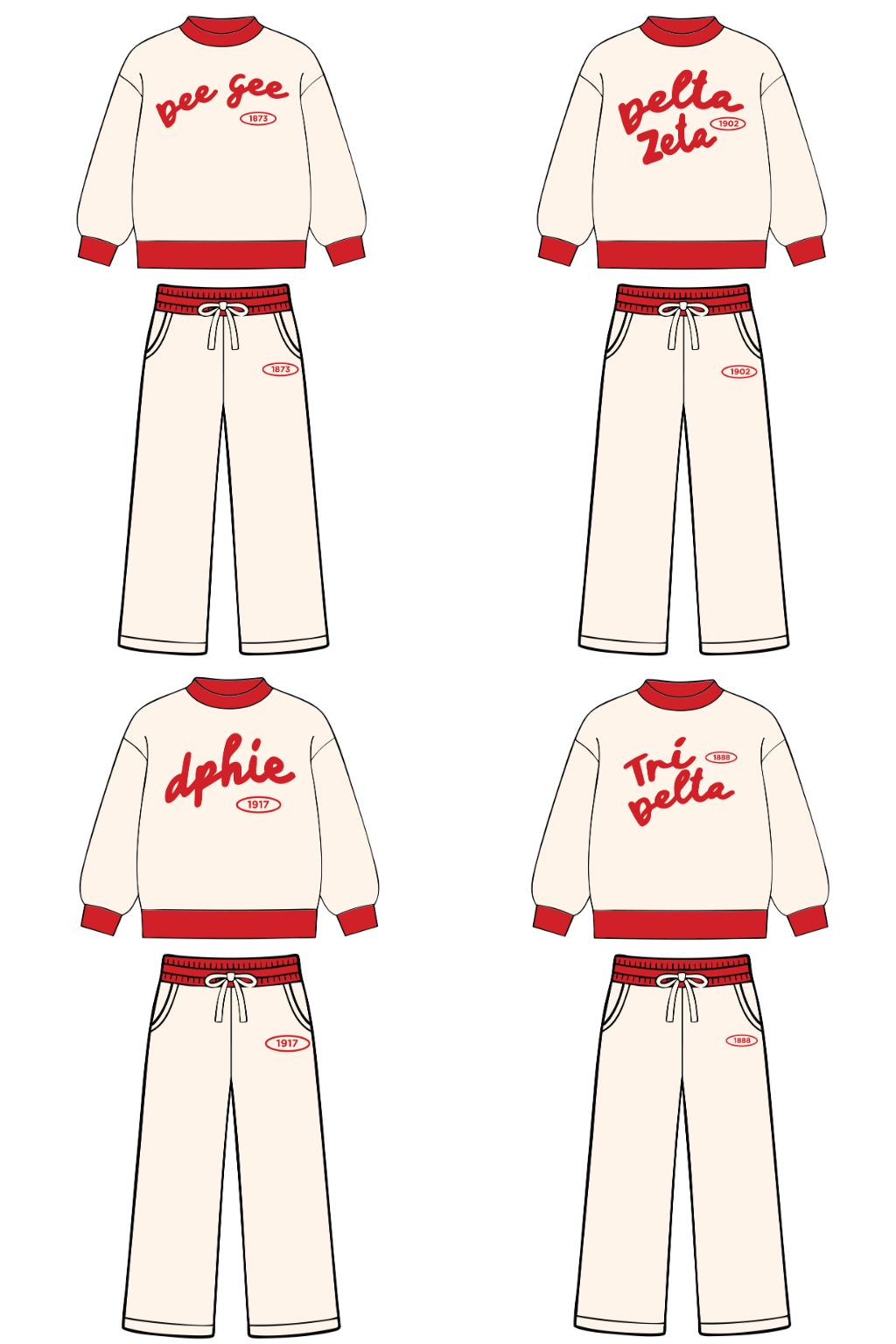 Pre-Order: Classic Cream & Red Mock Neck Set— Limited Release