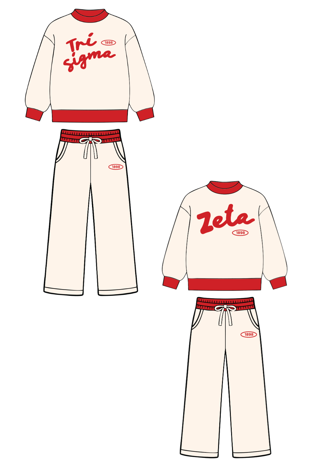 Pre-Order: Classic Cream & Red Mock Neck Set— Limited Release