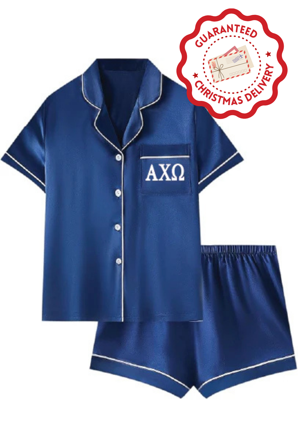 Navy Silk Pajama Set