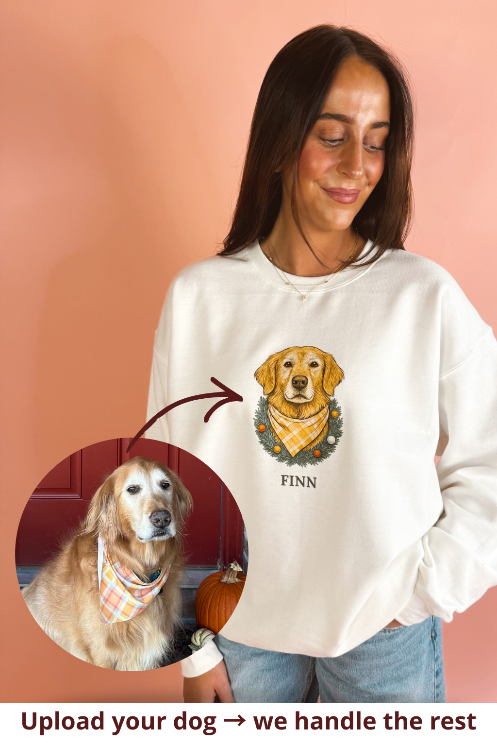 Custom Holiday Wreath Pet Portrait Sweatshirt