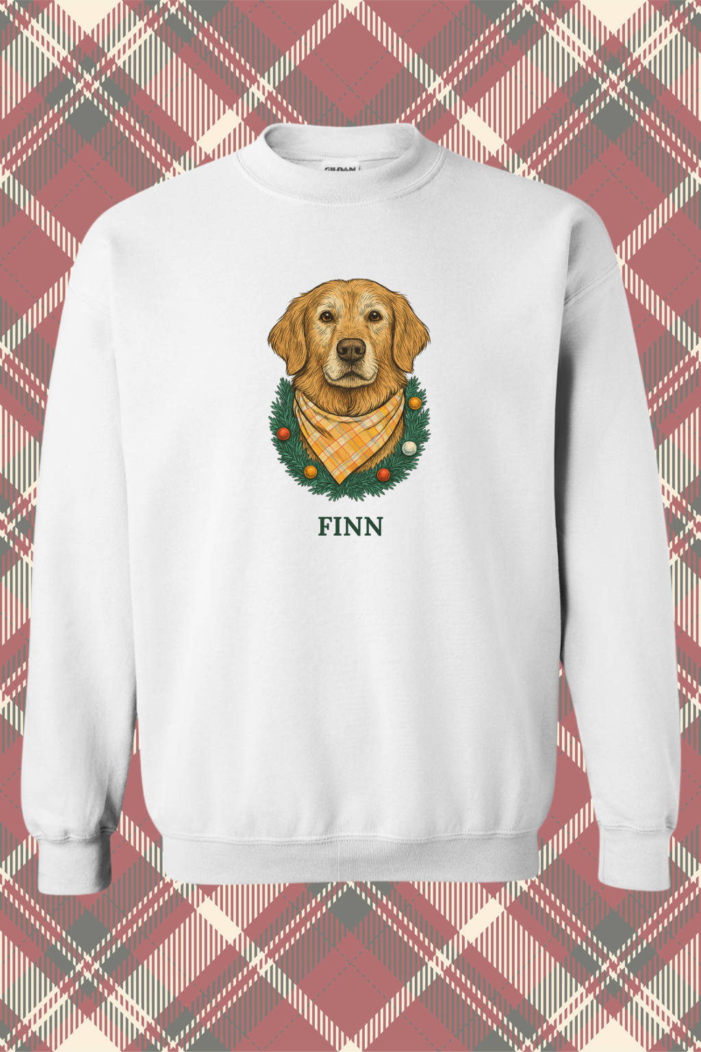Custom Holiday Wreath Pet Portrait Sweatshirt