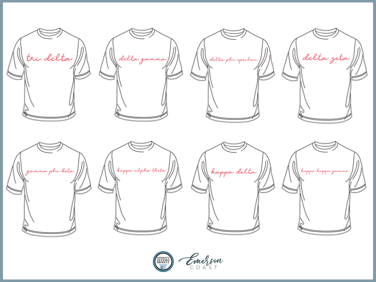 Pink Script Design Sorority T-shirt