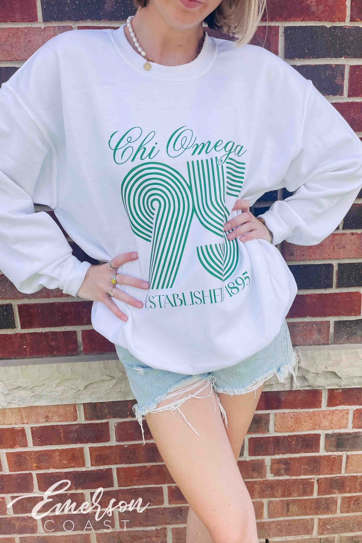 Chi Omega White Sweatshirt