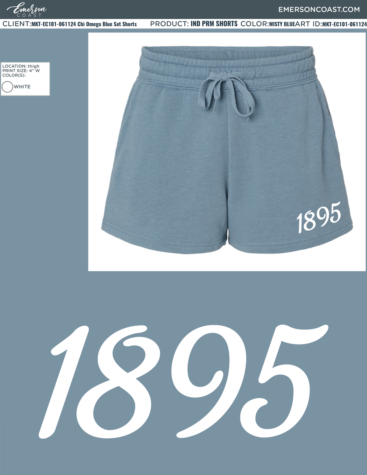 Chi Omega 1895 Blue Short