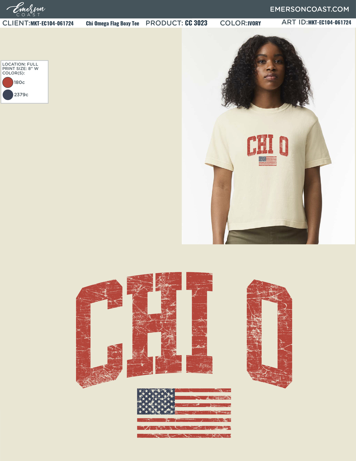 Chi Omega Flag Boxy Tee