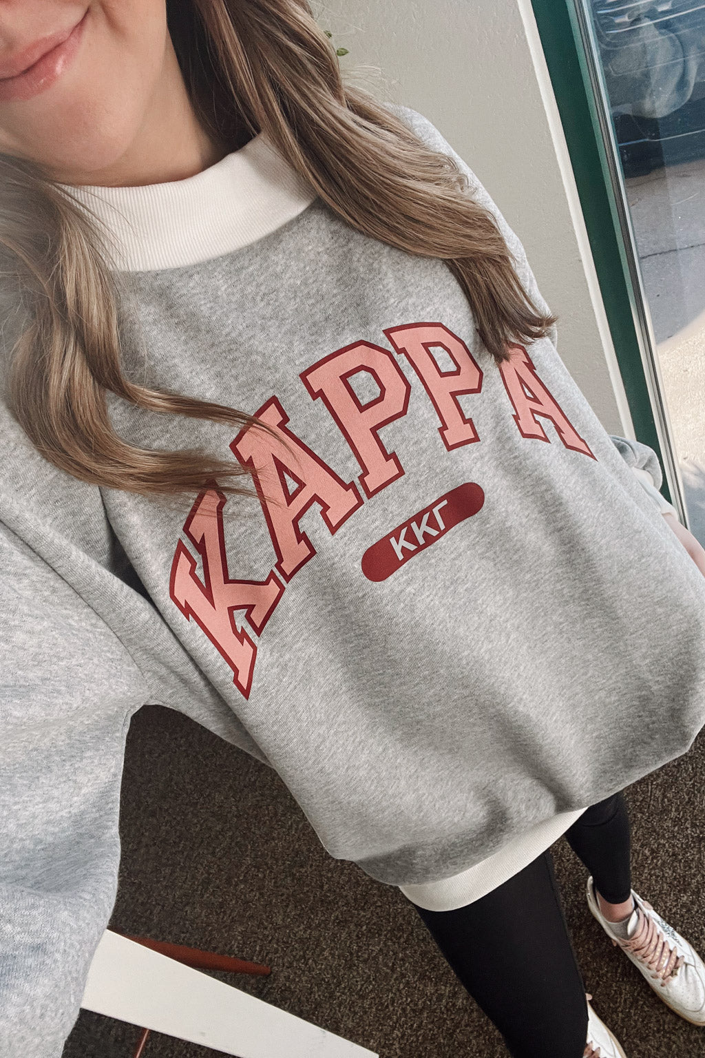 Gray Varsity Mock Neck Sweatshirt