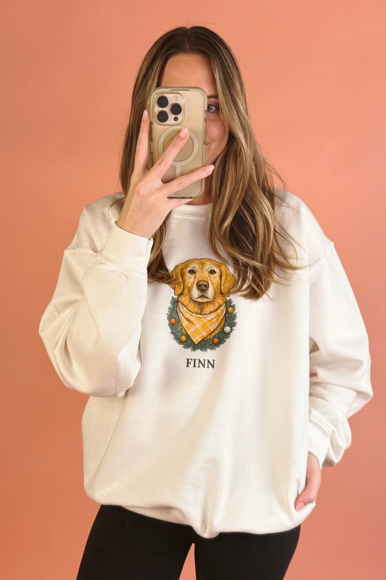 Custom Holiday Wreath Pet Portrait Sweatshirt