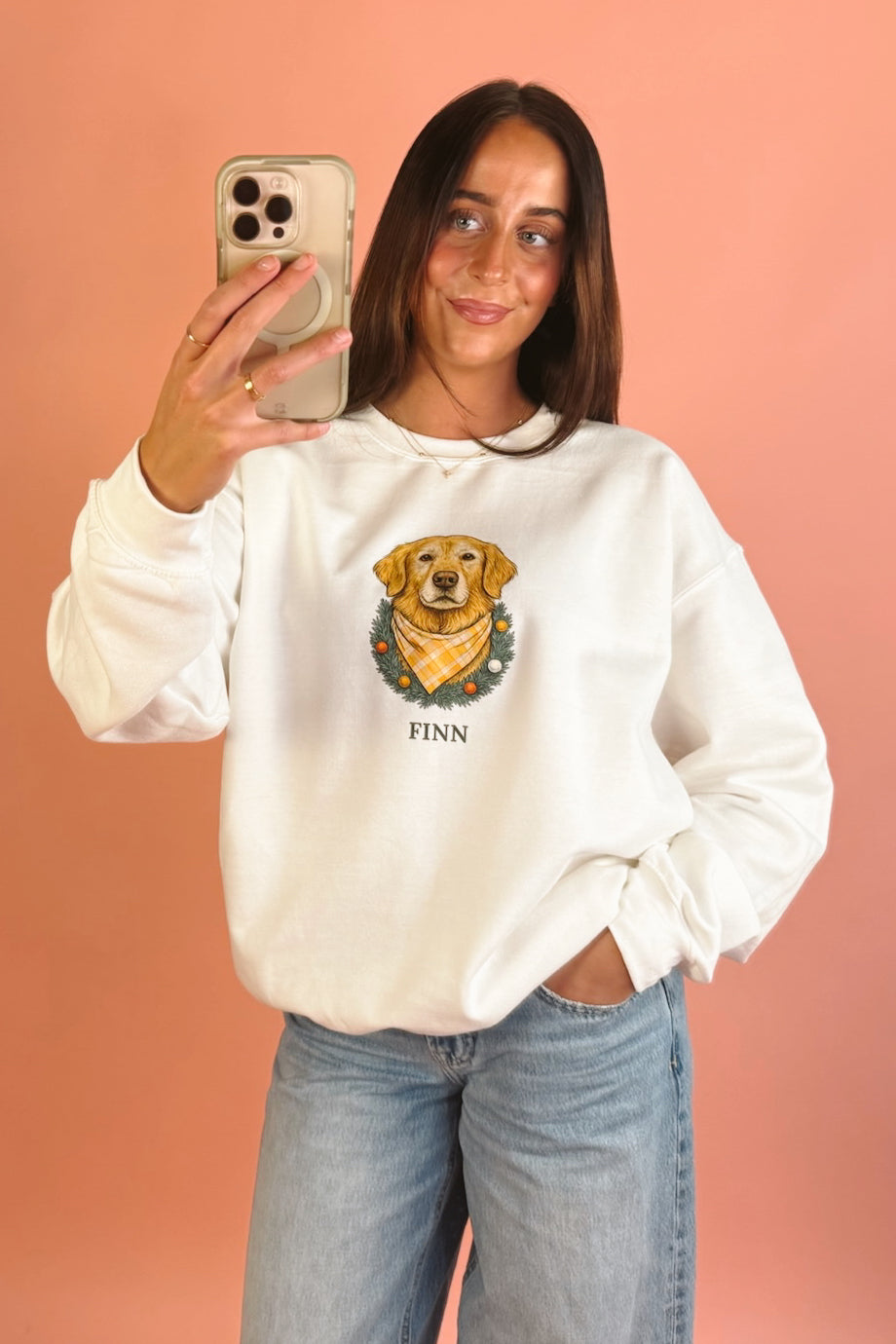 Custom Holiday Wreath Pet Portrait Sweatshirt