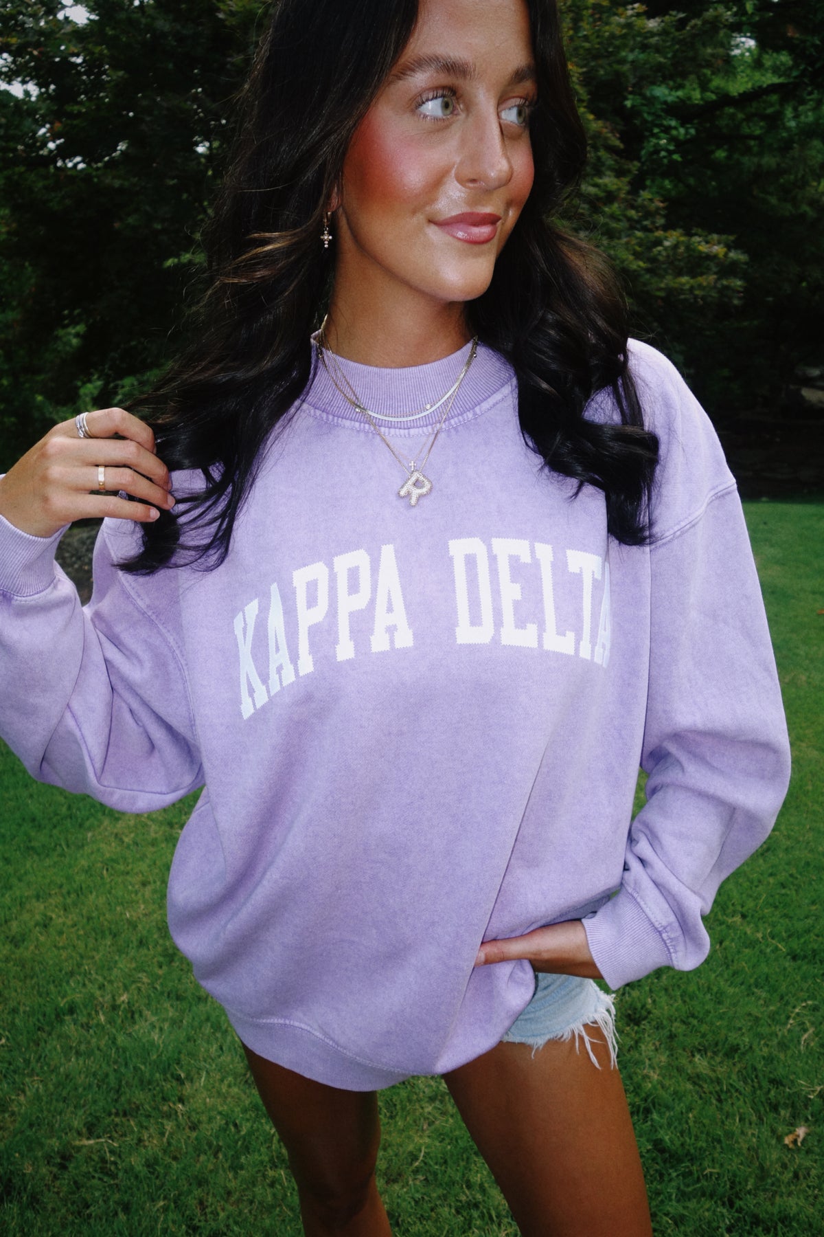 Purple Varsity Mock Neck Sweatshirt