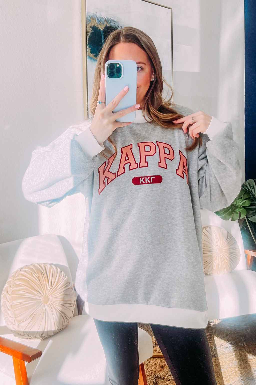 Gray Varsity Mock Neck Sweatshirt