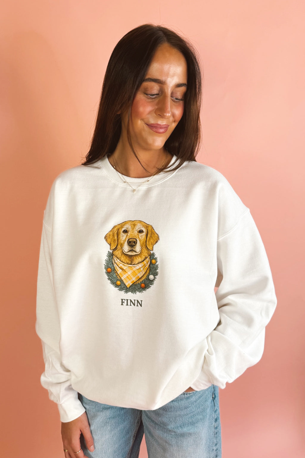 Custom Holiday Wreath Pet Portrait Sweatshirt