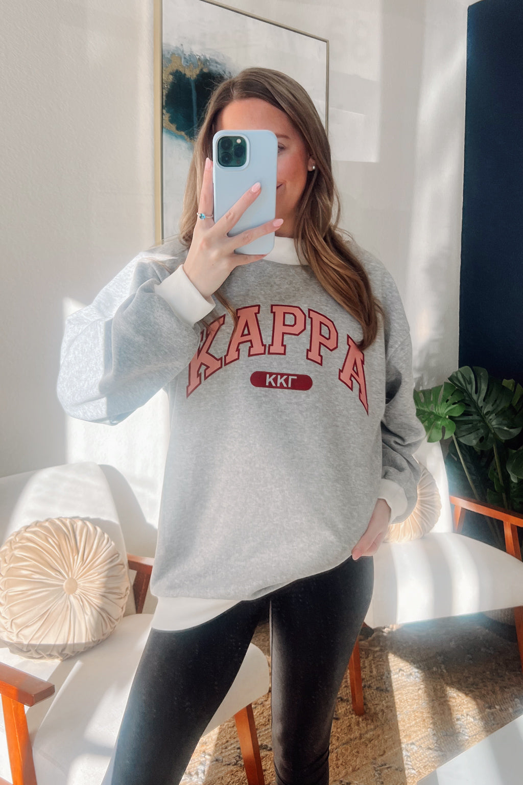 Gray Varsity Mock Neck Sweatshirt
