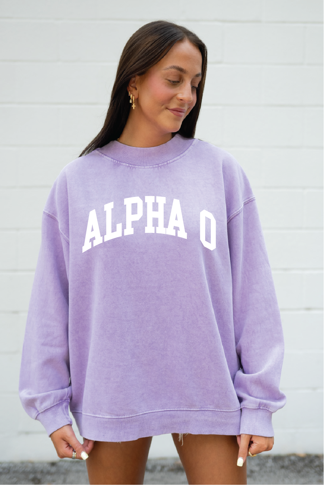 Purple Varsity Mock Neck Sweatshirt