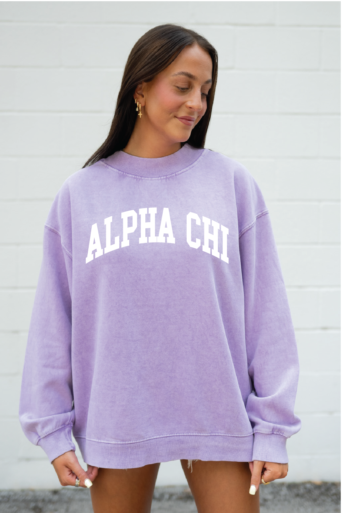 Purple Varsity Mock Neck Sweatshirt