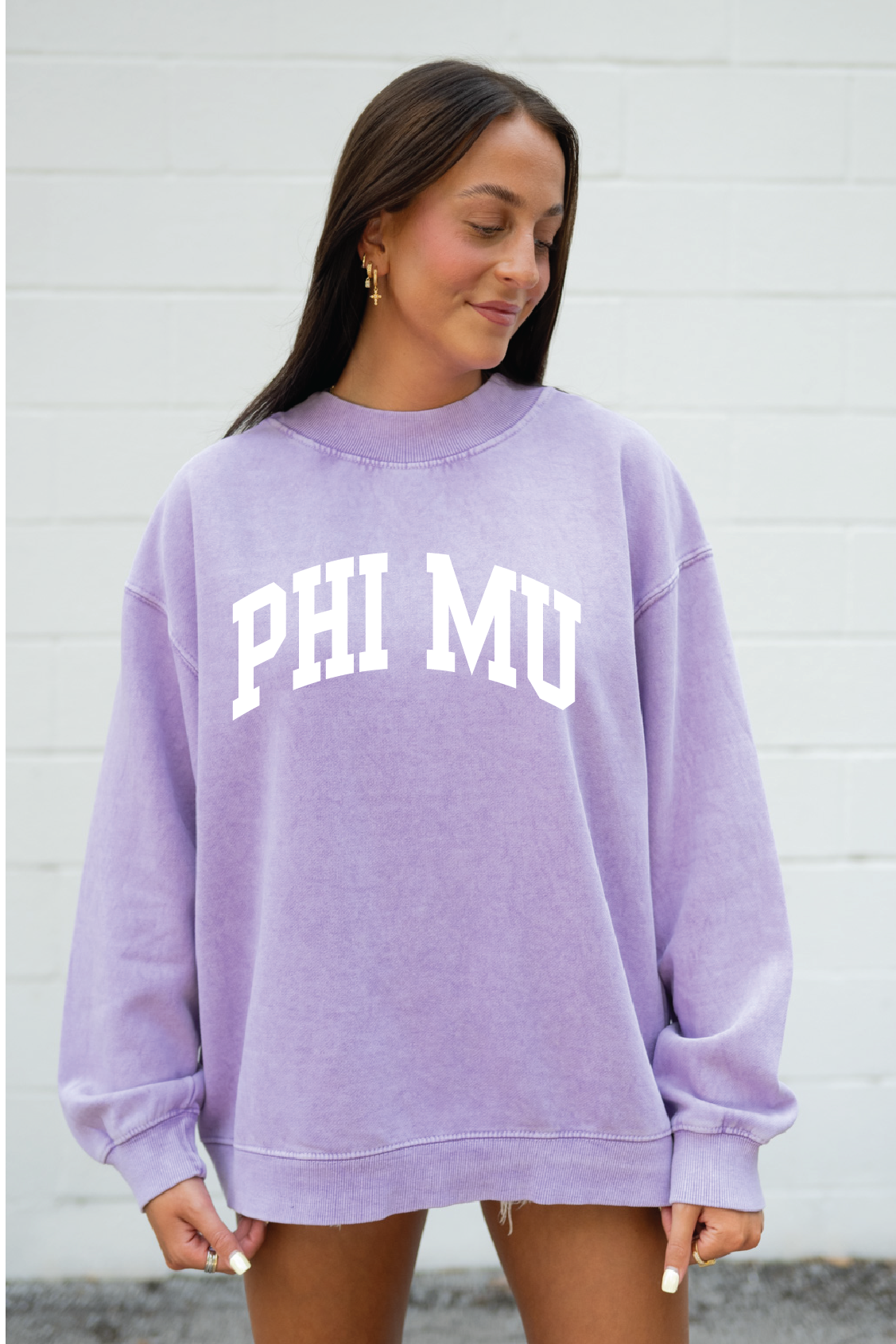 Purple Varsity Mock Neck Sweatshirt