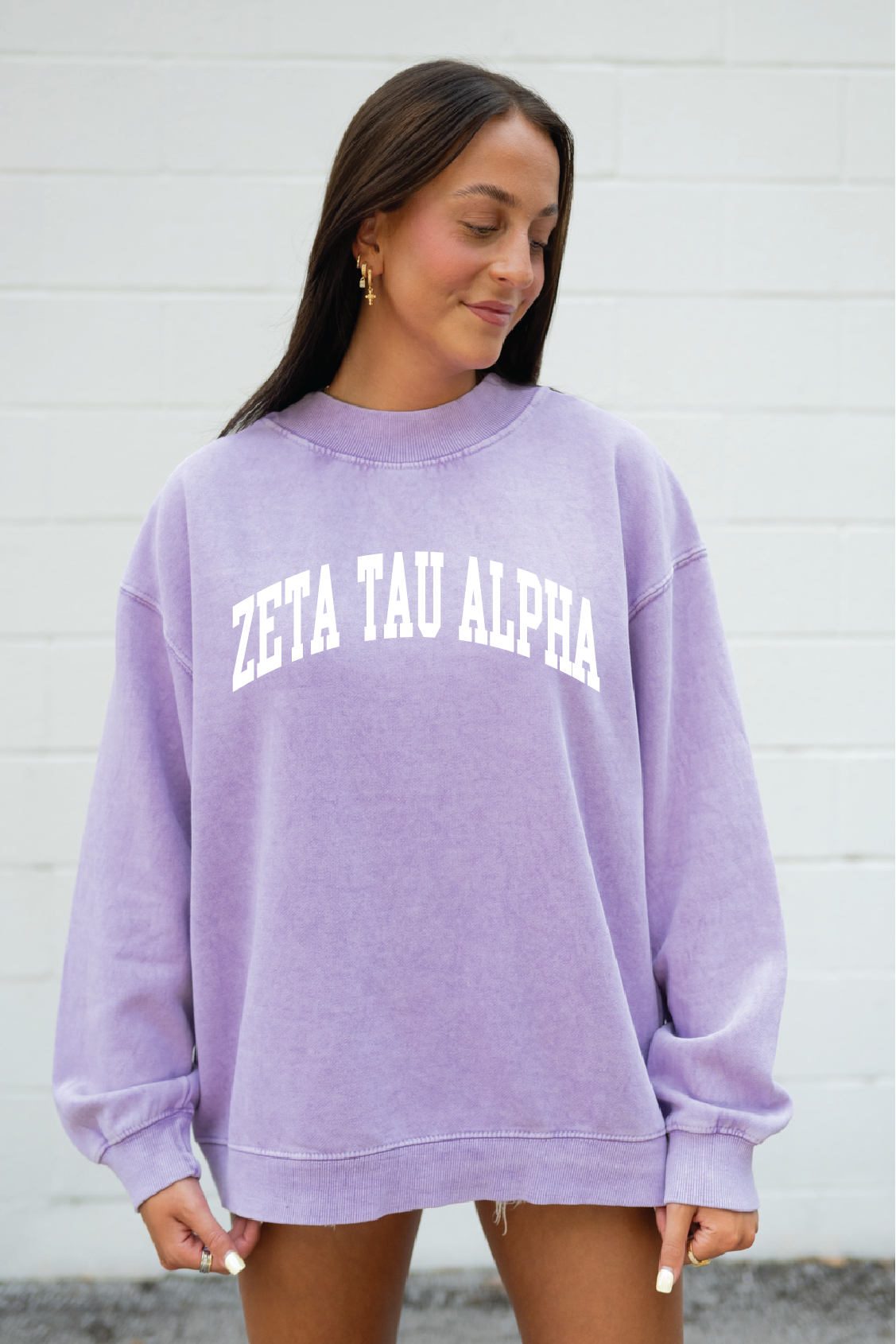 Purple Varsity Mock Neck Sweatshirt