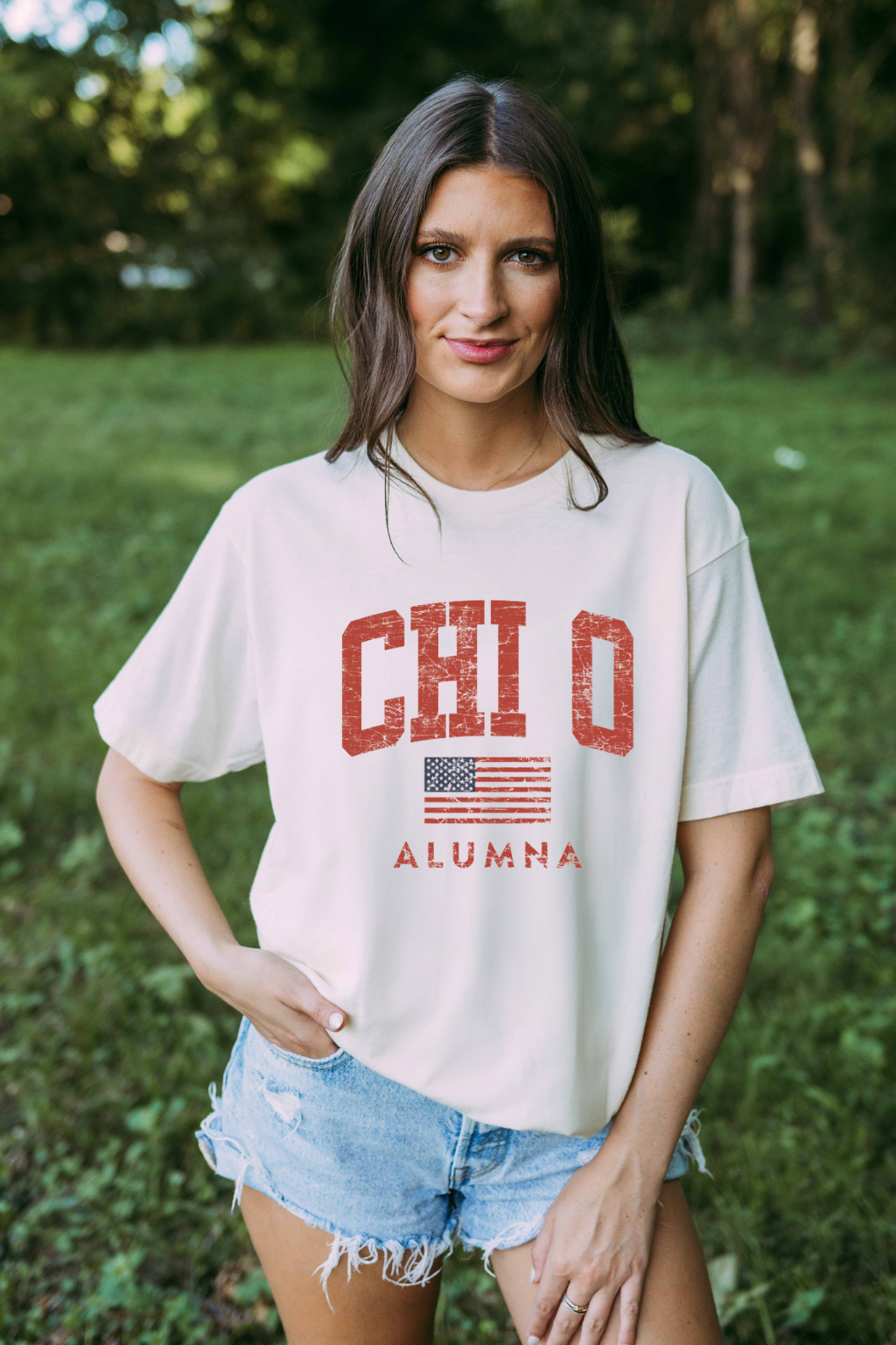 Chi Omega Alum Full Length Tee