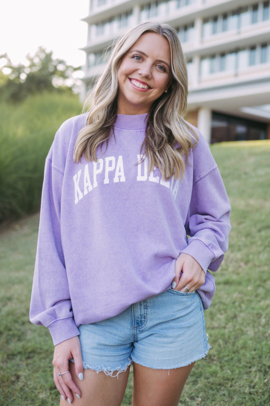 Purple Varsity Mock Neck Sweatshirt
