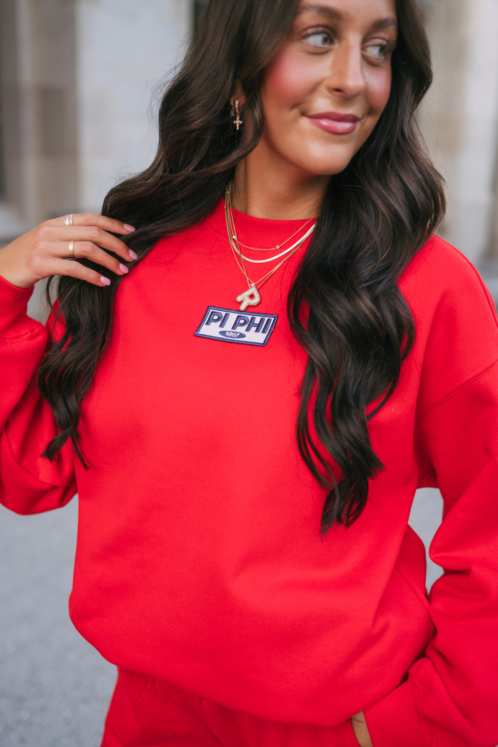 Red Patch Crewneck & Shorts Set