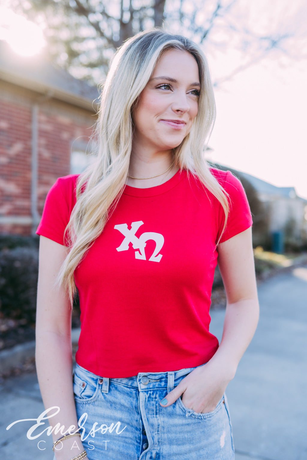 Chi Omega Red Baby Tee