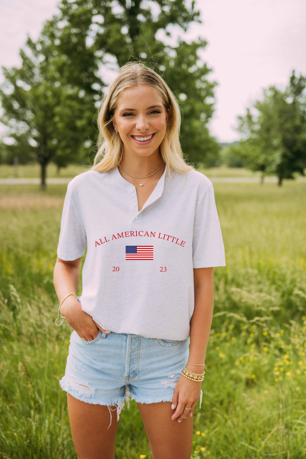 All American Big and Little Henley Tee