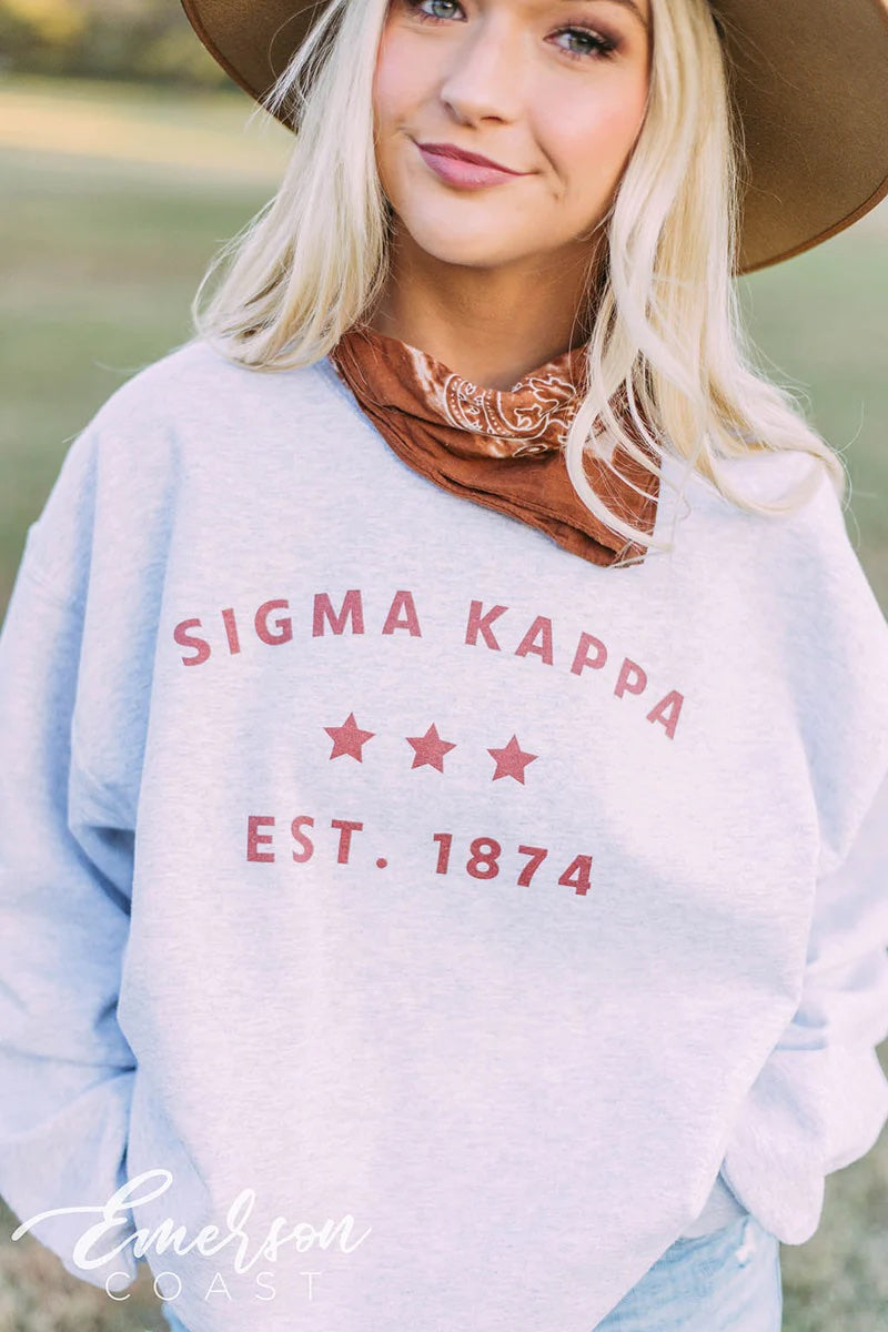 Sigma Kappa Simple Star Ash Gray Sweatshirt
